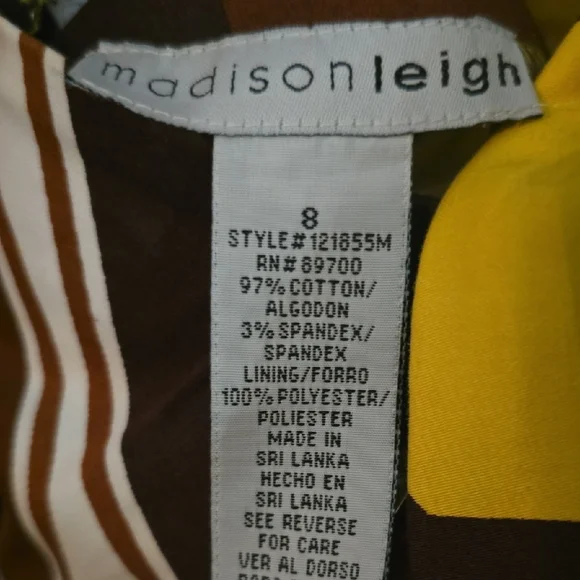 Madison Leigh Yellow and Brown Midi Dress - Picture 2 of 3